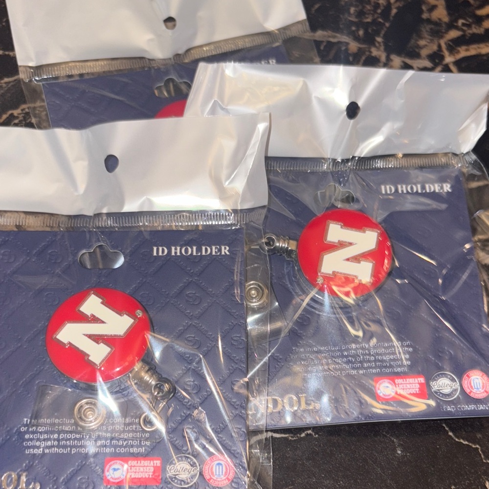 Red ID Holder with Clip Nebraska by sandol